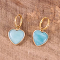 Boho Small Amazonite Heart Dangle Earrings Circle Hoop Huggie Earrings Women Gift Jewelry Gift Dropshipping Gold Stone Natural