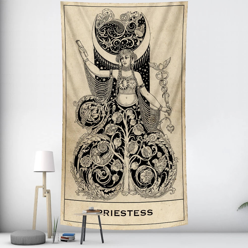 Black and White Tarot Witchcraft Tapestry Home Decoration Tapestry Bohemian Decoration Hippie Mandala Wall Decoration Bed Sheet