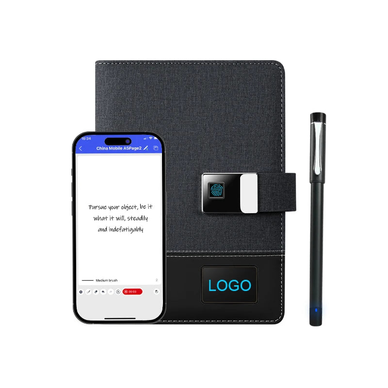 Customized Ai Notebooks Writing Drawing Cloud Storage Lock Notepad Leather Notebook With Multilanguage Translation Support