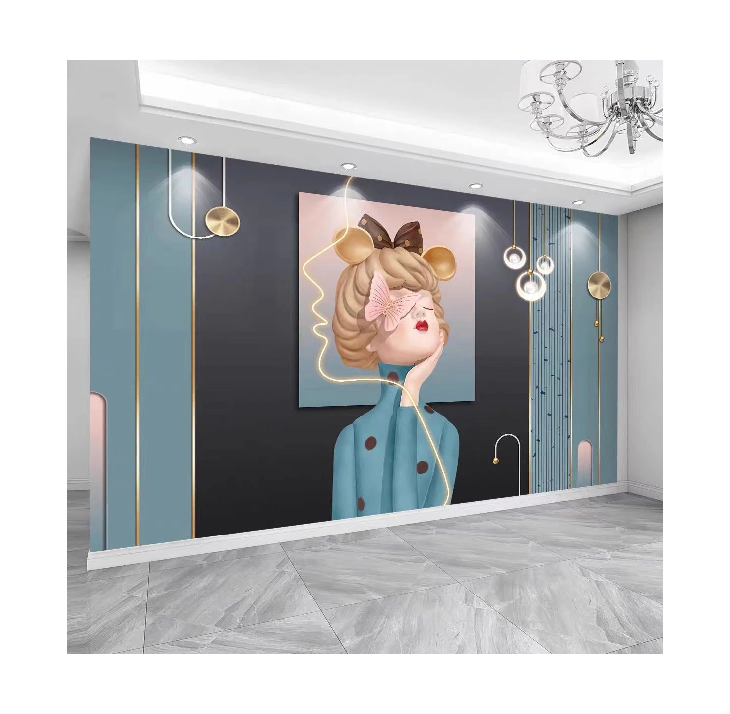 8d Modern Minimalist Tv Background Wall Art Girl 5d Live Wallpaper Living Room Entrance Sofa Bedroom Wallpaper Painting