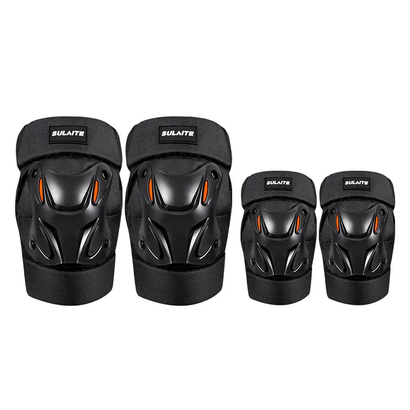 SULAITE Reflective 4pcs Motocross Kit Elbow & Knee Pads Knee Pads Motor Bike Motorcycle Knee Protector