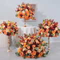 Autumn Wedding Event Decoration Table Big Centerpiece Flower Red Orange Artificial Large Flower Ball