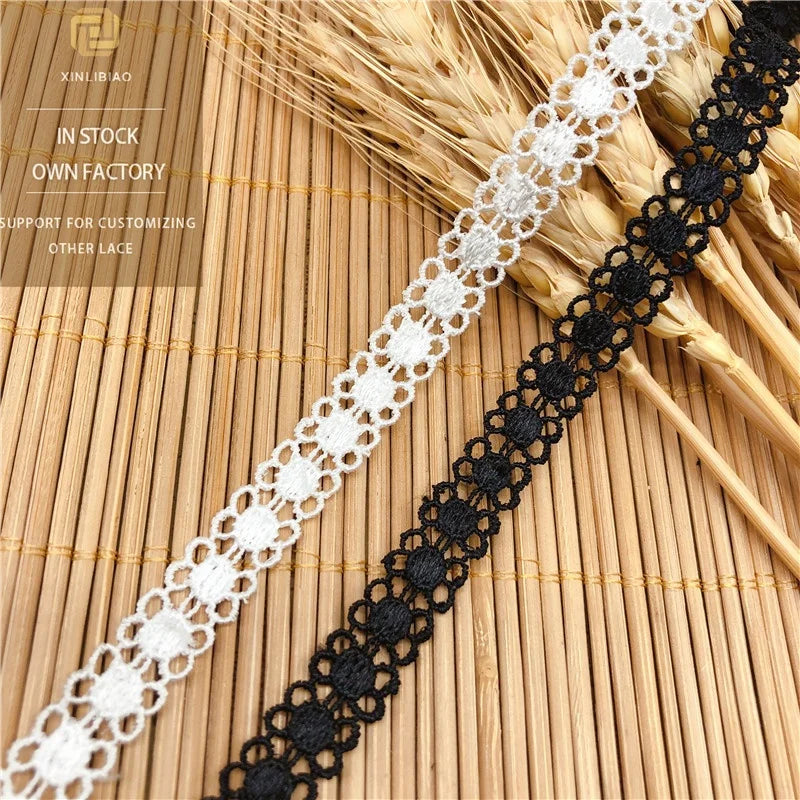 Sustainable Polyester Bar Code Water-Soluble Lace Fabric Off-the-Shelf Fringe Garment Accessories Embroidered Spot for Shoes