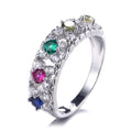 Sterling Silver 925 Rainbow Lady Color Zircon Ring