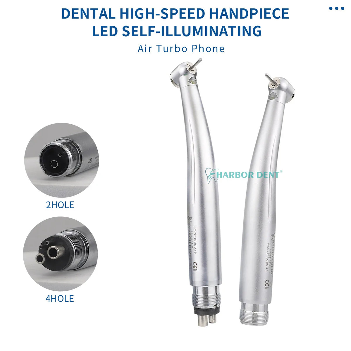 High-Speed Dental LED Handpiece 2/4 Push Button Standard Head Triple Water Spray Air Turbine for Oral Therapy Equipment