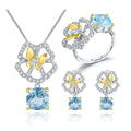 C8229 Abiding Fine Jewelry Natural Inspired Natural Topaz Gemstone 925 Sterling Silver Jewelry Set for Woman