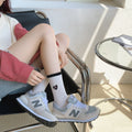 Cotton White Black Women Sport Crew Socks with Heart Shape Love Embroidery LOGO