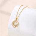 Europe America Fashion Round Pendant Necklace 18K Stainless Steel Simple Elegant Circle Star Zircon Necklace for Women