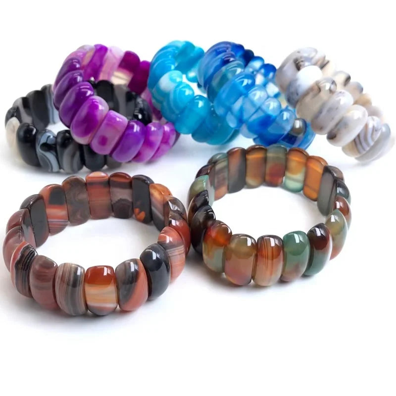 Natural 7 Color Botswana Agate Stone Beads Bracelet Natural Gemstone Jewelry Bangle for Man Woman for Gift Wholesale