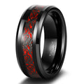 OAHLAN 8mm Red Green Dragon Carbon Celtic Inlay Black Tungsten Carbide Rings for Men's Wedding Fashion Jewelry Dropshipping