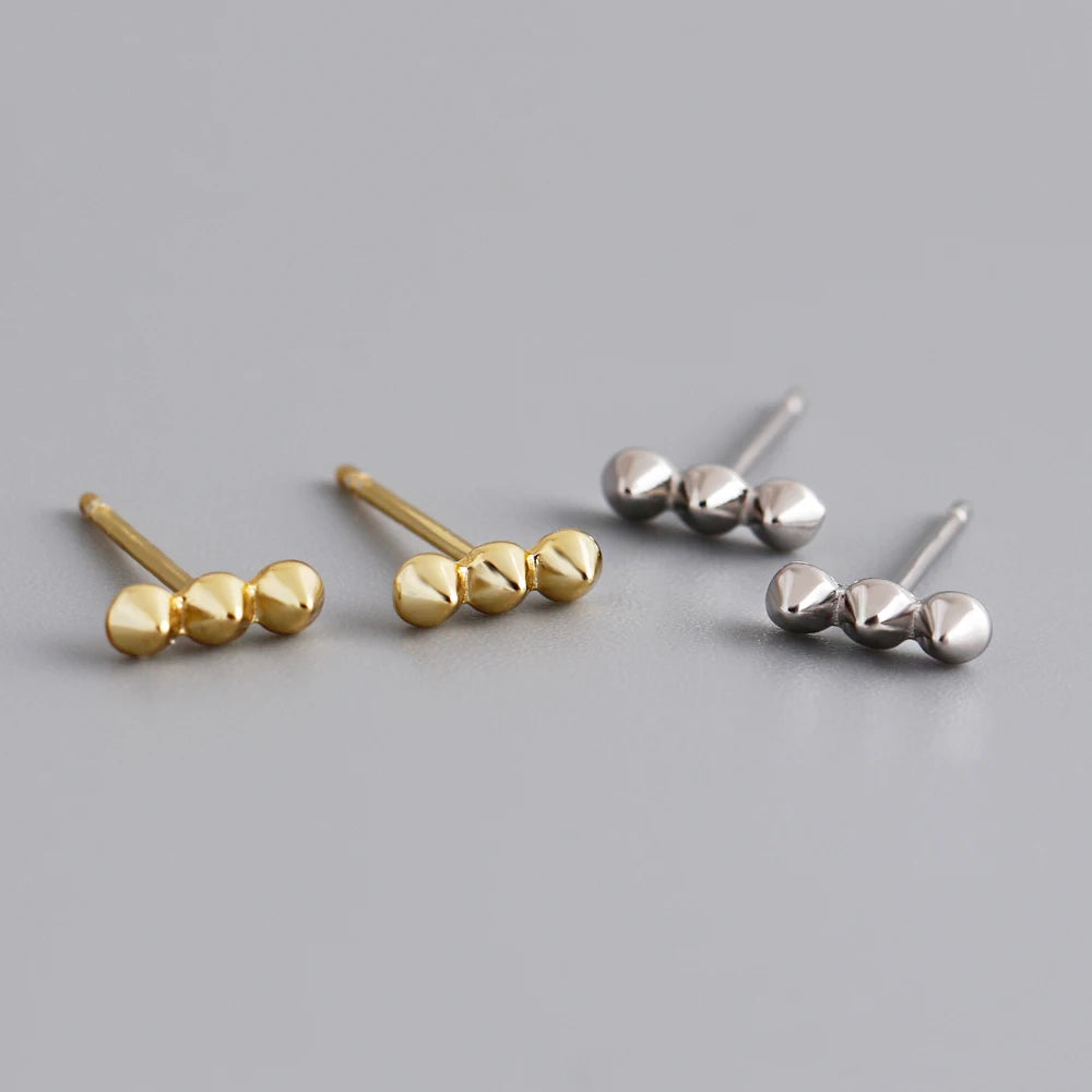 Wholesale Fashion 925 Sterling Silver Plain Row Spike Triangle Stud Earring Gold Plated or Women Jewelry