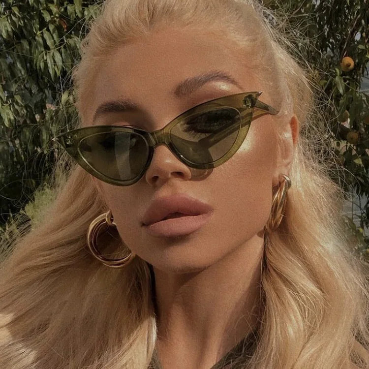DL Glasses White Retro Cat Eye Sunglasses Vintage Narrow Plastic Frame Tortoise Glasses Shades Cheap Fashion Sunglasses Women