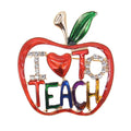 Fashion Jewelry Brooches Metal Rhinestone Enamel I LOVE to TEACH Brooch Pin for School Teacher Gifts Decoration
