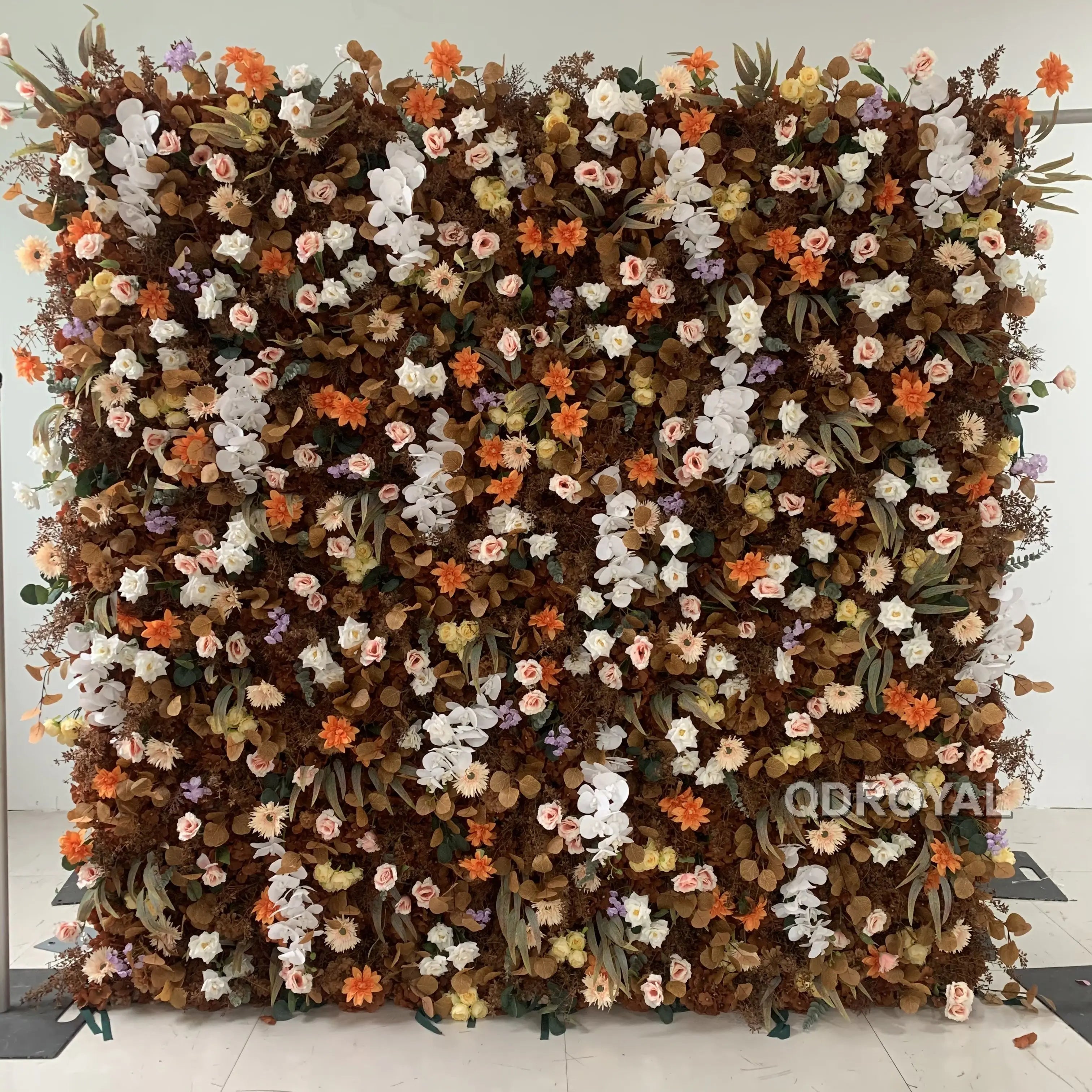 Weddings 3D Background Customized Roll up Artificial Rose Flower Wall Panel Wedding Backdrop Decoration