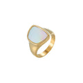New Ladies Retro Gold-Plated Stainless Steel Ring White Shell Titanium Steel Wedding Band Vintage Temptation Jewelry