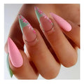 Mid Europe Long Stiletto Handmade Metallic Private Label Luxury Press on Nails Supply Almond Faux Ongles Flower False Nails