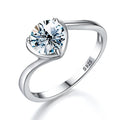 Luxury GRA Certificate 1ct  Heart Shape Lab Diamond Gemstone Women 925 Sterling Silver Moissanite Rings for Wedding Fine Jewelry
