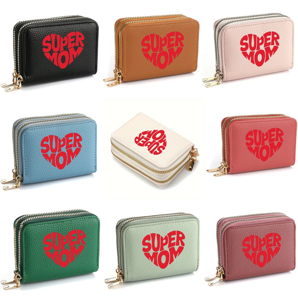 2025 New PU Cartoon Printed Double Zipper Change Bag with Multiple Card Slots Women's Wallet for Credit Card Holders