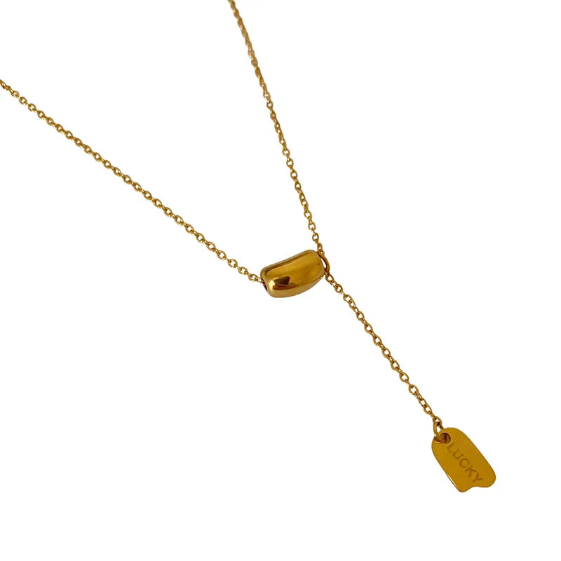 HOVANCI Women's Simple Round Ball Clavicle Chain Necklace Non Tarnish Stainless Steel with PVD Gold Plating Trendy Link Chain