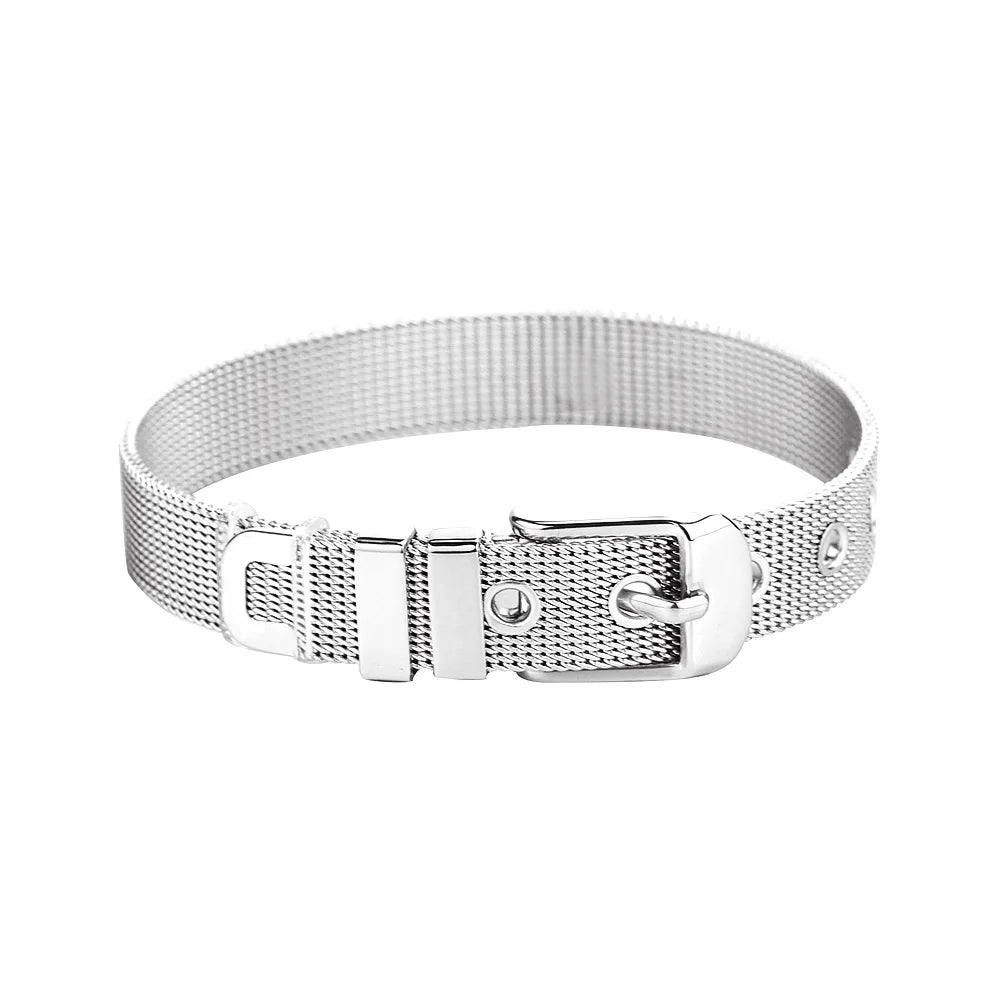 Customized Simple and Personalized Gold-Plated Stainless Steel Mesh Bracelet Trendy Unisex Gift for Men and Women MegaBDM