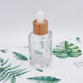 30 ml 1oz clear square Glass Dropper Bottle 100ml with Bamboo Dropper Lid