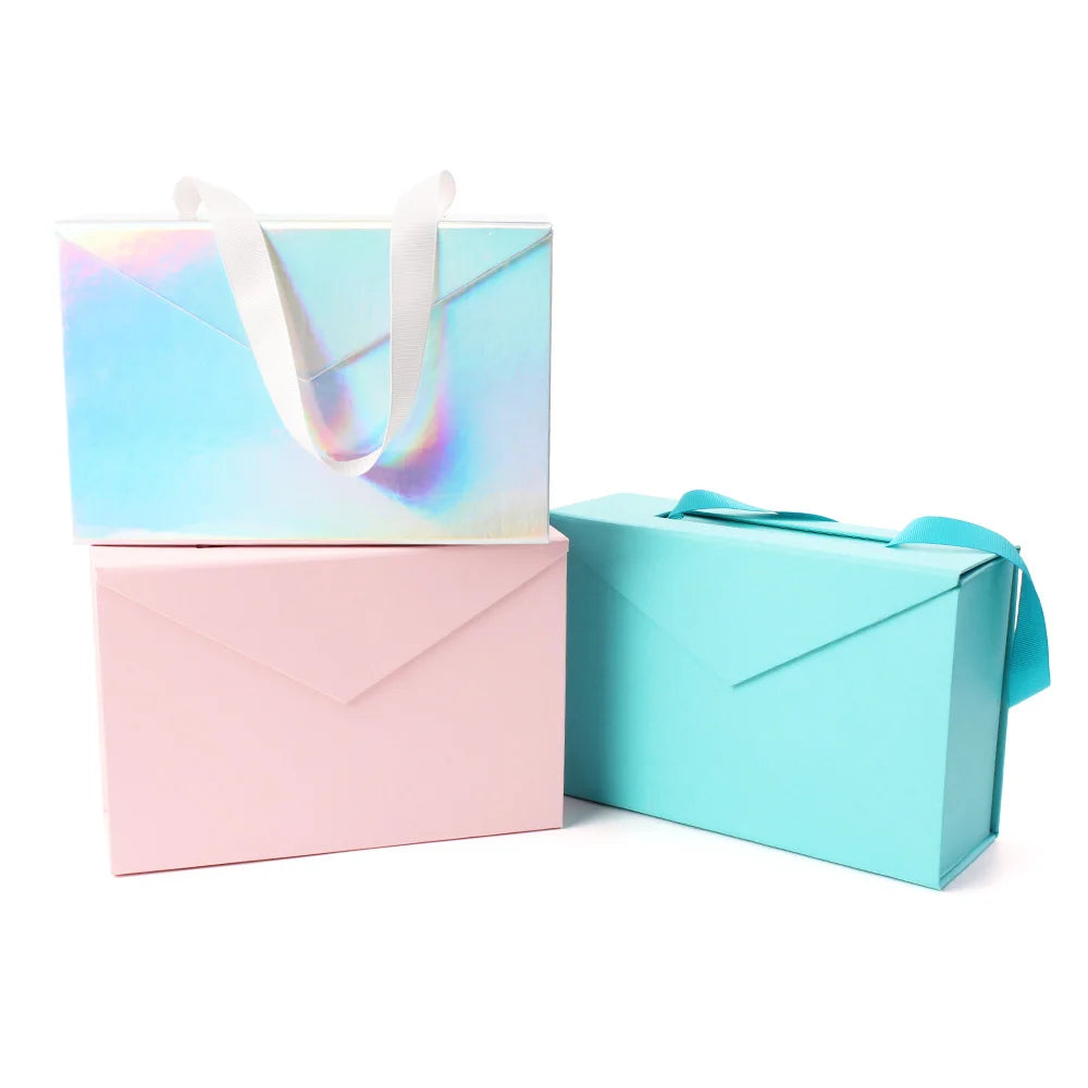 Wholesale Luxury Large Gift Box Black Magnetic Foldable Ribbon High-End Waterproof Luxury Rigid Packaging for Birthdays Thank