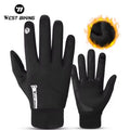 WEST BIKING Outdoor Windproof Reflective Skin Friendly Riding Gloves Touch Screen Non-slip Bicycle Full Finger Cycling Gloves