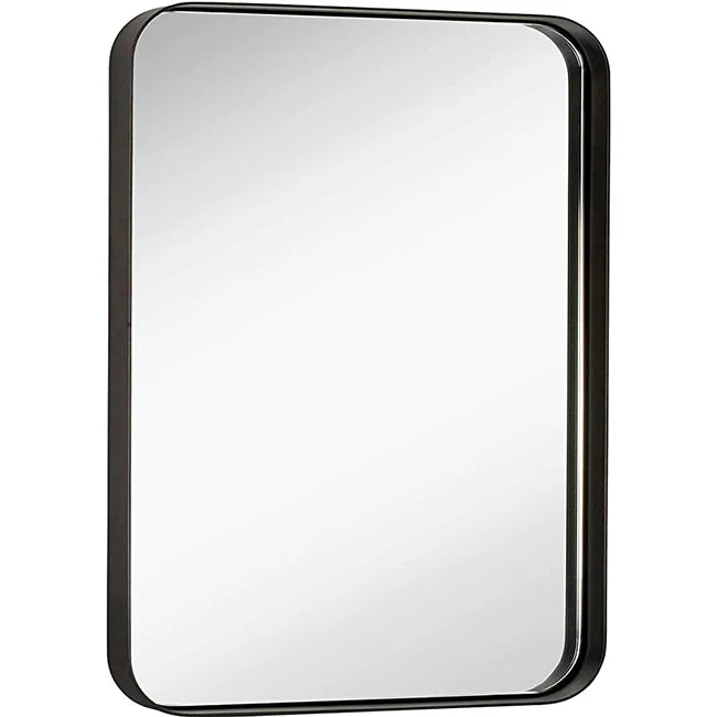 Modern 50X70cm Metal Wall Mirror Rounded Corner Deep Set Horizontal Vertical Rectangle Hanging Design Decorative Wall Mirror