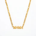 Joolim Jewelry 18K Gold Plated Stainless Steel Mama Letter Pendant Figaro Chain Necklace Wholesale Gift