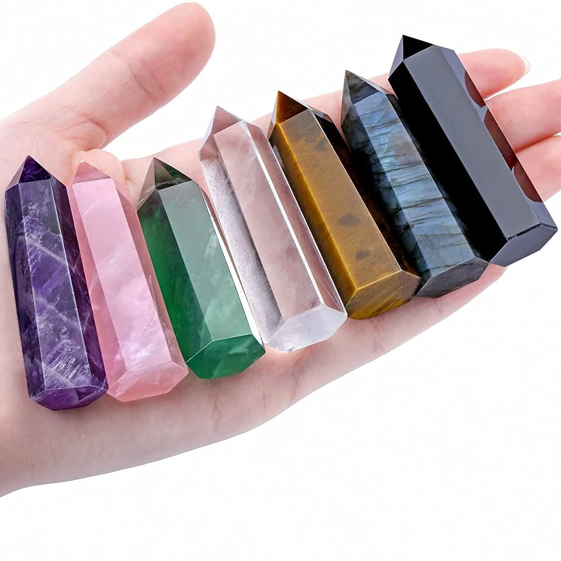 Healing Crystal Wands 2inch Hexagonal Faceted Quartz Crystals Stones Points Gemstone for Meditation Reiki Healing Crystal