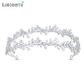 LUOTEEMI Bridal Party Korean Accessories Woman Flower Cubic Zirconia Hair Jewelry for Wedding Hairband