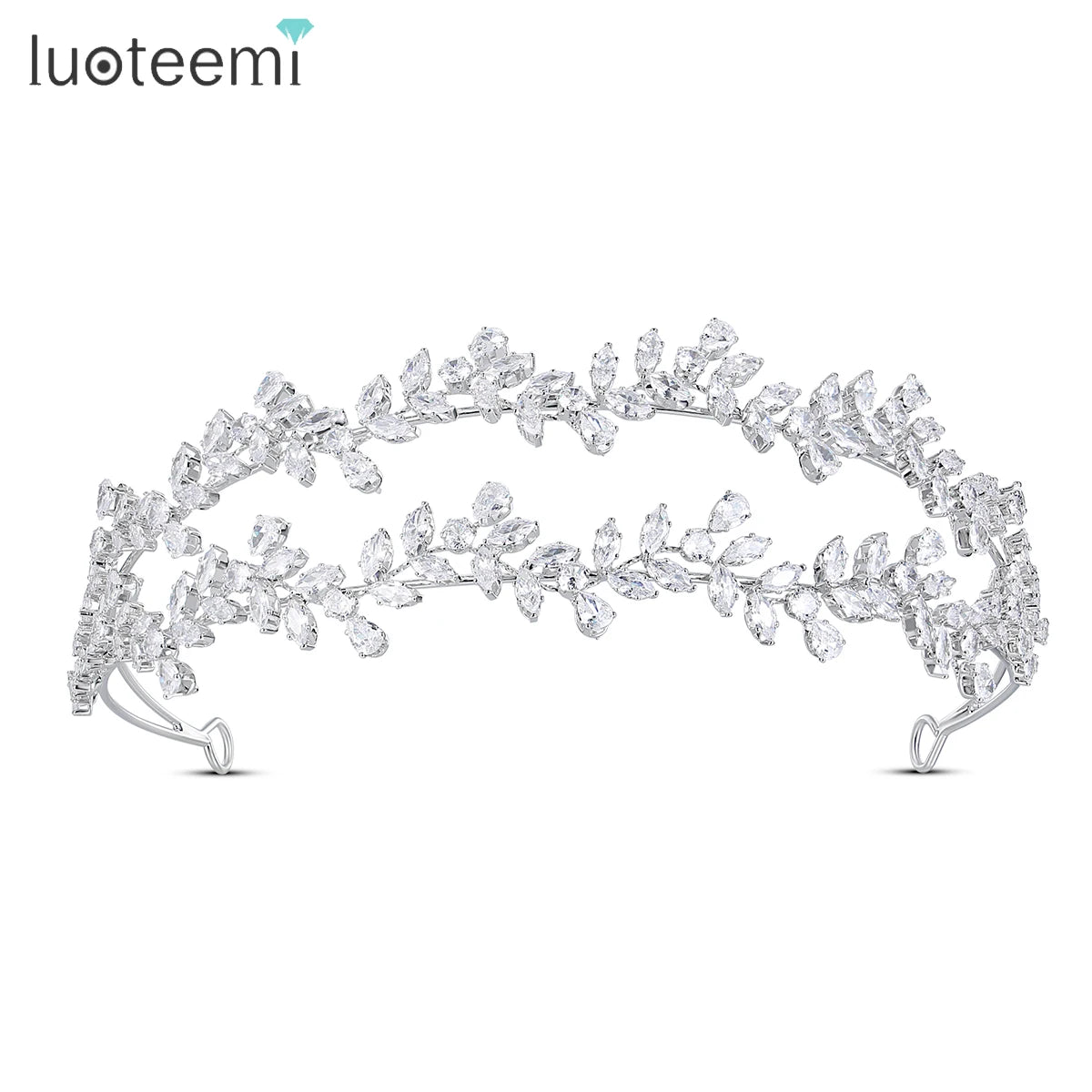 LUOTEEMI Bridal Party Korean Accessories Woman Flower Cubic Zirconia Hair Jewelry for Wedding Hairband