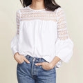 New Style Girls Womens Blouses and Shirts Lace Tops Shirt O Neck Women Blouse Social Shirt With Lace