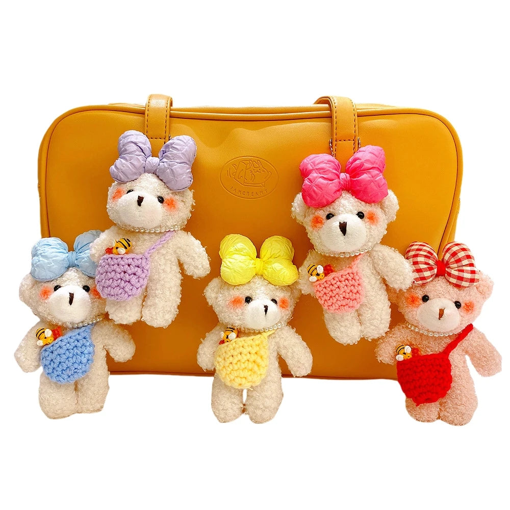 Mini Peluches Plush Bee Shoulder Bag Bow Teddy Bears Keychain Stuffed Animal Toys Plushie Sunglasses Bear Toy Plush Keychains