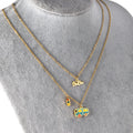Customized Wholesale Stainless Steel Jewelry 18K Gold Plated Layered Necklace Double Chain Enamel Bus Shape Pendant Necklace
