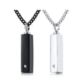 Stainless Steel Cuboid Bar Urn Memorial Crystal Ash Pendant Necklace Ash Holder Keepsake Crystal Cube bar Cremation Jewelry Urn