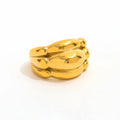 Joolim Jewelry Chunky Band Croissant Ring for Women 18K Gold Plated Stainless Steel Tarnish Free for Parties and Gifts