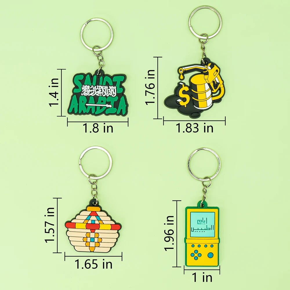 Custom Middle Eastern Cartoon Carabiner Keychain Soft PVC Cute Falcon and Mosque Design for Promotional Gifts and Travel Lovers