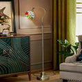 Retro Stained Glass Art Curved Floor Lamp Living Room Dining Room Floor Lamp Bar Technology Reasonable Price Floral Floor Lamp