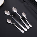 Stainless Steel Spoon Tableware Set Restaurant Silverware Hotel Curved Handle Twist Spoon Coffee Milk Tea Curved Stirring Spoon
