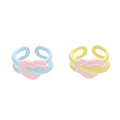 Y2K Jewelry Women Girls Summer Trendy Geometric Dripping Oil Rings Colorful Enamel Heart Sweet Ring