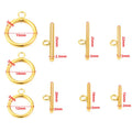 No Tarnish Waterproof Permanent 18k Gold Plated Stainless Steel Toggle Clasps 12mm 14mm 15mm Sizes for Making Stainless Chains