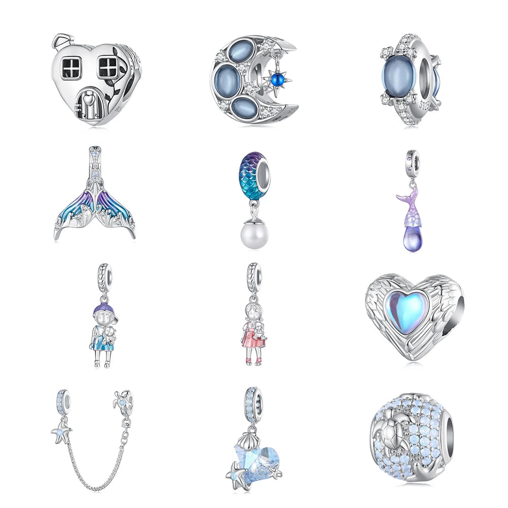 Custom OEM S925 Sterling Silver Ocean Charms Set Starfish Turtle Shell Adjustable Bail DIY Craft Supply for Boho Jewelry Making