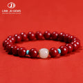 JD GEMS Classic Traditional Handmade Craftmanship Prosperity Peace Blessing Purple Cinnabar Bead Bracelet for Anniversary