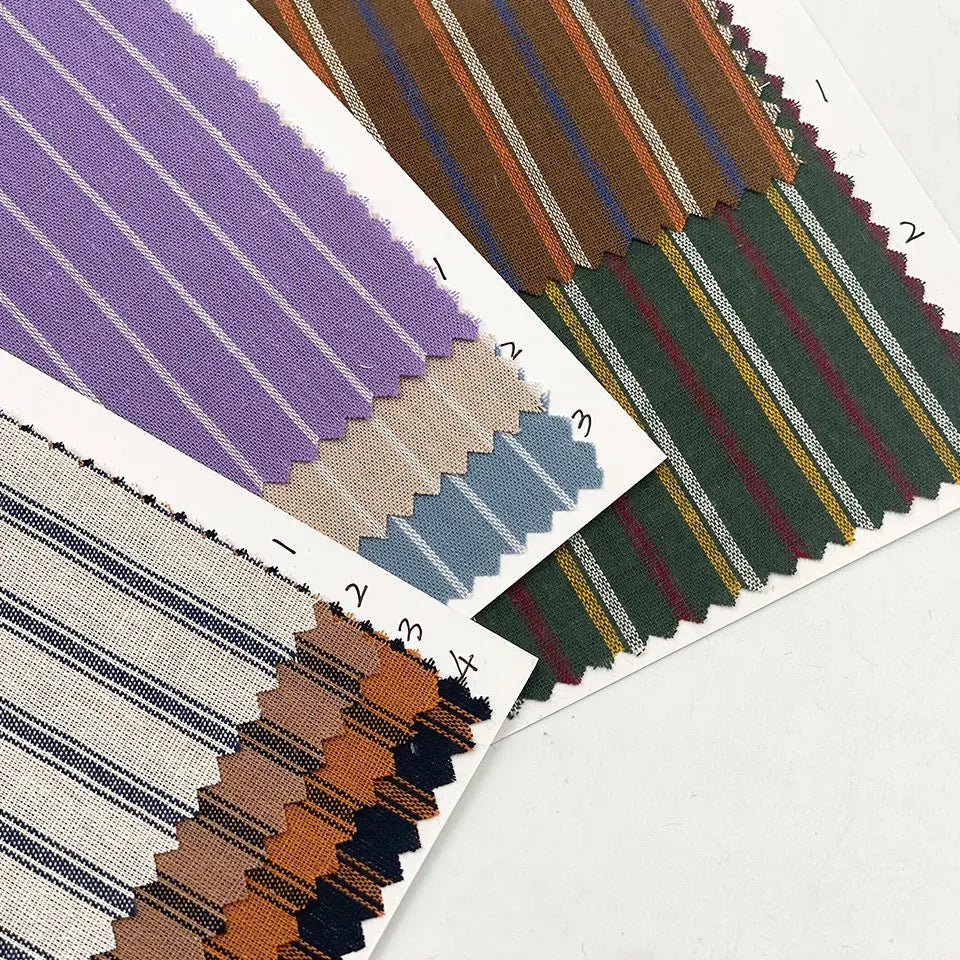China Keqiao Suppliers 1mm 2mm 3mm 4mm rainbow Colour Woven Stock Pure Cotton Stripe Shirt Fabric
