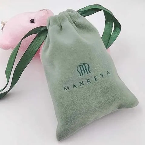 Wholesale Custom Logo Black Flannel Velvet Pouch Gift Drawstring Bag Packaging Velvet Jewelry Pouch Shoes Dust Bag