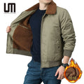 OEM Custom Logo Wholesale Winter Men Casual Thick Warm Jacket Fleece Lined Windproof Outwear Zipper Coats