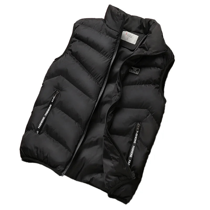 Men's Anti-Static Winter Puffer Casual Color Outdoor Jacket Pocket Solid Coats Puffer Vest