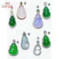 Natural a Type 18K Gold Inlaid Ice-Like Ruyi Ping an Retaining Ring Buddha Fu Melon & Beans Lucky Pendant Jade Emerald Pendant