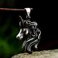 SS8-972P Stainless Steel War Horse Rainbow Horse Necklace Pendant Chain Necklace Men Jewelry